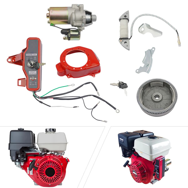 Sähköstartti- ja sytytyssarja, Honda GX160/GX200 5.5–6.5HP, punainen, sytytyspuola, puhallinsuojus, vauhtipyörä, starttimoottori, virtalukko