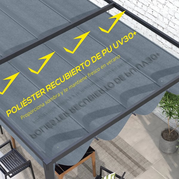 Pergolatak - Ersättningsduk - Skjutbar - 286x245 cm - Polyester - För ca 3x2,5 m pergola - Mörkgrå