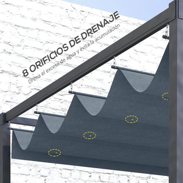 Pergolatak - Ersättningsduk - Skjutbar - 286x245 cm - Polyester - För ca 3x2,5 m pergola - Mörkgrå