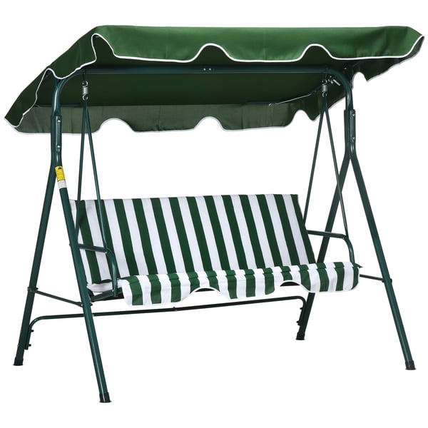Trädgårdsgunga - Gungsoffa 3-sits - Utomhusbruk - 172×110×153 cm - Montering krävs - Grönrandig