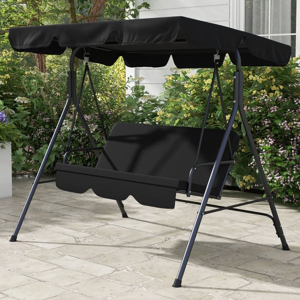 Trädgårdsgunga Hammock - 3-sits - 172x110x153 cm - Utomhus - För trädgård och altan - Svart