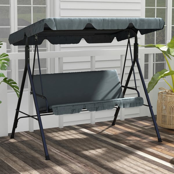 Trädgårdsgunga - Gungsoffa 3-Sits - 172x110x153 cm - För utomhusbruk - Montering krävs - Grå