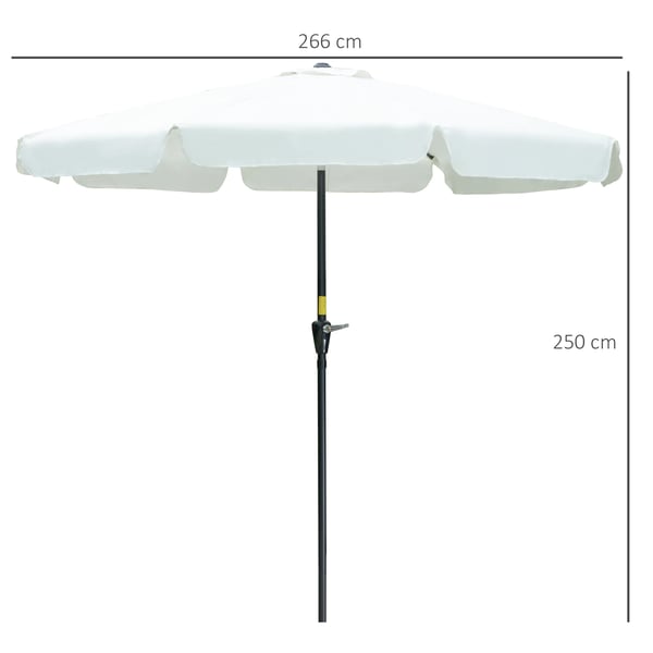 Trädgårdsparasoll - Parasol - Ø266×250 cm - UV50+ Solskydd - Aluminiumstativ - Lutningsbart - Elfenbensvit