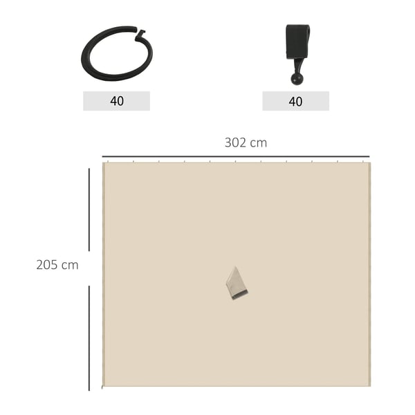 Sidoväggar till paviljong - 4 st - 302x205 cm - 40 krokar och ringar - Polyester - Gul