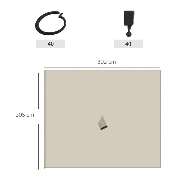 Sidoväggar till paviljong - 4 st - 302x205 cm - 40 krokar och ringar - Polyester - Gul
