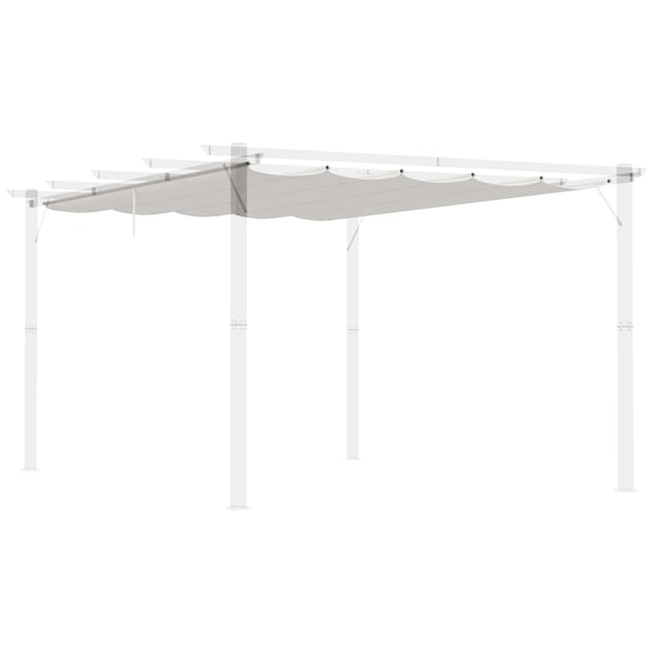 Pergolaöverdrag - Pergolatak - Skjutbart - Polyester - 3,5 x 2,6 m - 10 dräneringshål - Kräm