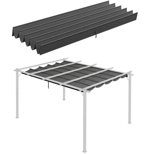Pergolaöverdrag - Skjutbart pergolatak - 3,5 x 2,6 m - 10 dräneringshål - Polyester - Ljusgrå