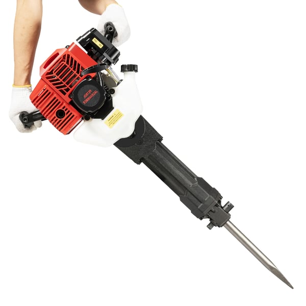 Benzindrevet nedbrydningshammer - 2-takts betonhammer - 52 cm³, 1900 W, 6500 omdr./min, 20–55 J, 1500 slag/min - Rød