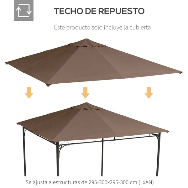 Paviljongtak - Reservetak - 300x300 cm - Polyesterduk - Chokladbrun