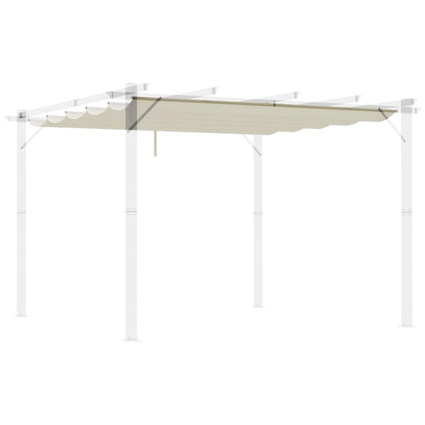 Pergola takduk - Utdragbar baldakin - Polyester - 250x255 cm - 10 dräneringshål - Kräm