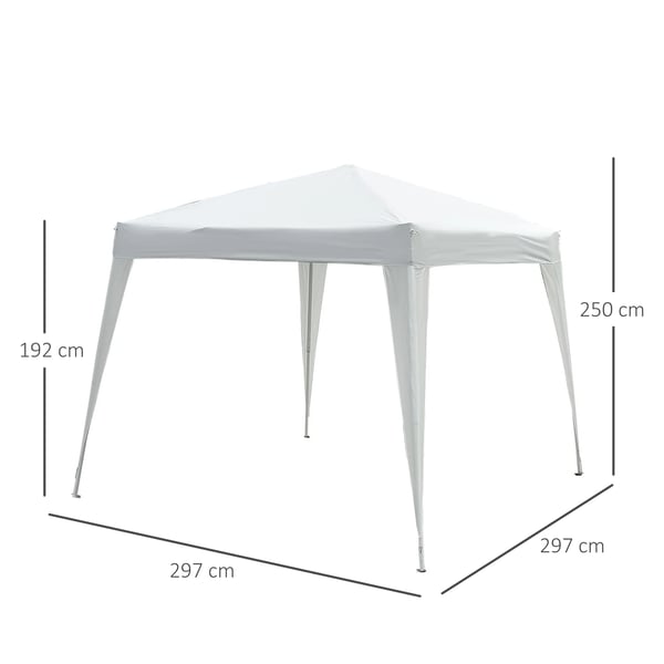 Trädgårdspaviljong - Pop-up partytält - 2,4 x 2,4 m - Stålram - 100% polyesterduk - Vit