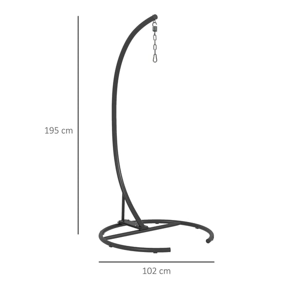 Stativ för hängstol/äggstol i stål - Fristående - Stabil bas Ø 102 cm - Höjd 195 cm - För utomhusbruk - Montering krävs - Svart