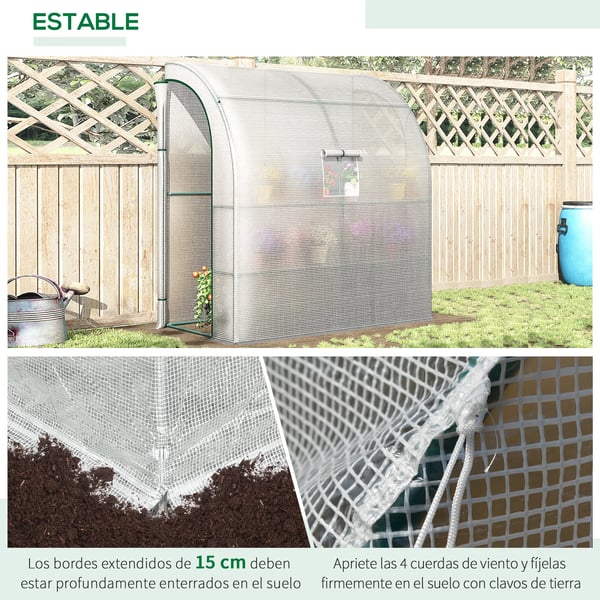 Litet växthus - Trädgårdsväxthus - 3 hyllplan - Vattentät - 200x100x215 cm - Vit