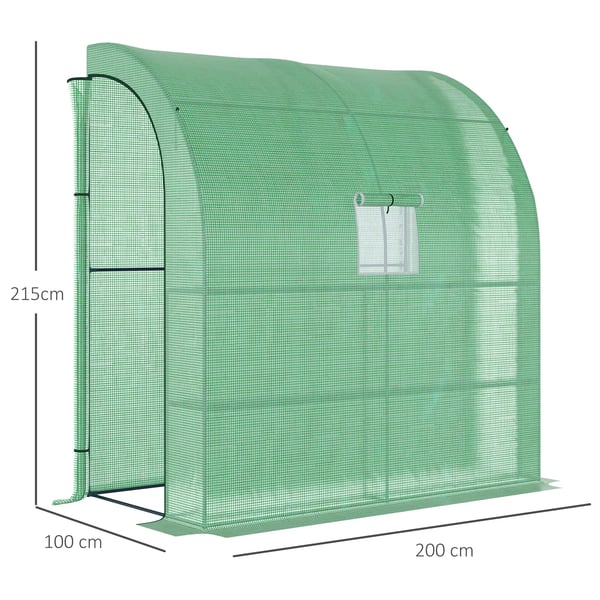 Litet växthus - Trädgårdsväxthus - 3 hyllplan - Vattentätt - 200×100×215 cm - Grön