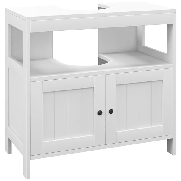 Tvättställsskåp - Underskåp för handfat - 2 dörrar - 60x30x60 cm - MDF - Montering krävs - Vit