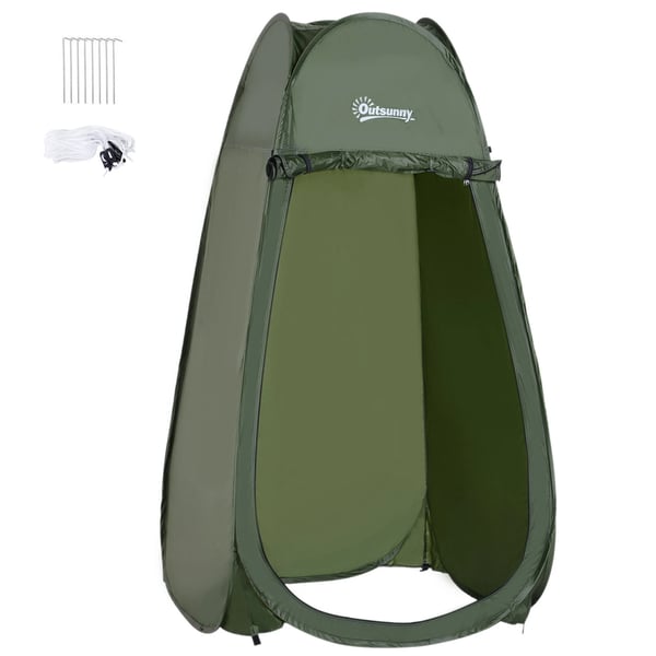 Integritetstält - Pop-up dusch- och toalettält för camping - Omklädningstält - 1 Person - Canvas - 100 x 100 x 185 cm - Bärbar - Grön