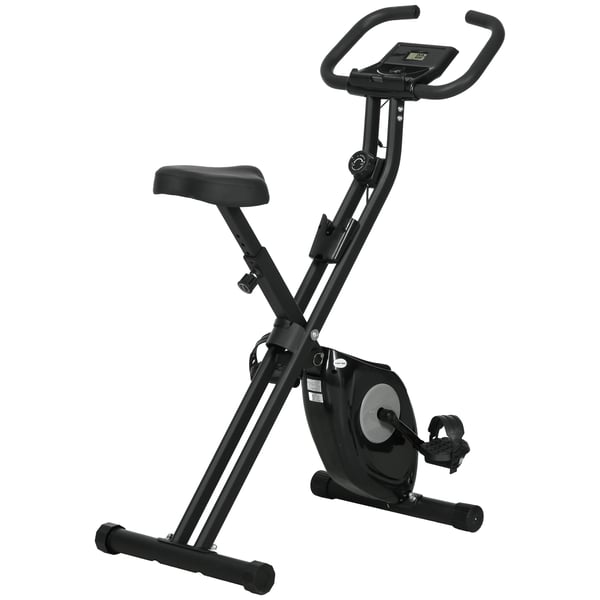 Motionscykel - Hopfällbar magnetisk - 8 nivåer motstånd - LCD-display - Justerbart säte - För hem/kontor - 43x85x109 cm - Svart