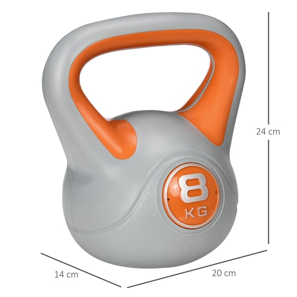 Kettlebell - 14 kg - PU-beläggning - Sandfylld - Brett handtag - För hemmaträning & styrketräning - Orange