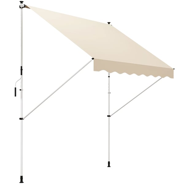 Fristående manuell markis - Infällbar - 300 x 150 cm - Justerbar höjd 170–280 cm - Polybomull - Beige
