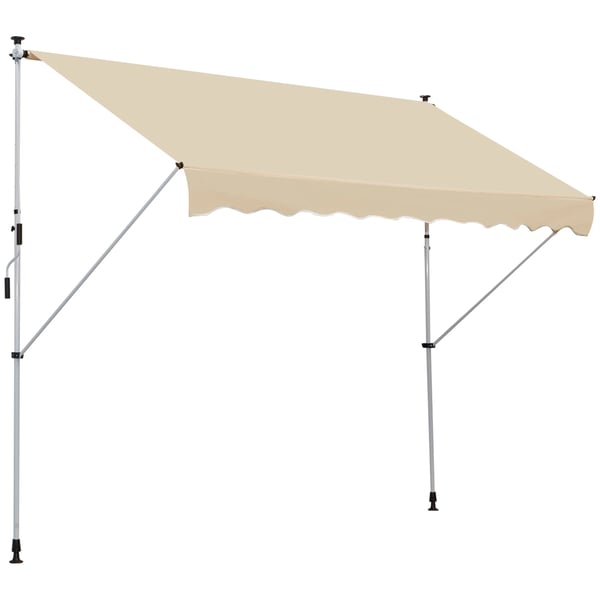 Fristående manuell markis - Infällbar - 300 x 150 cm - Justerbar höjd 170–280 cm - Polybomull - Beige