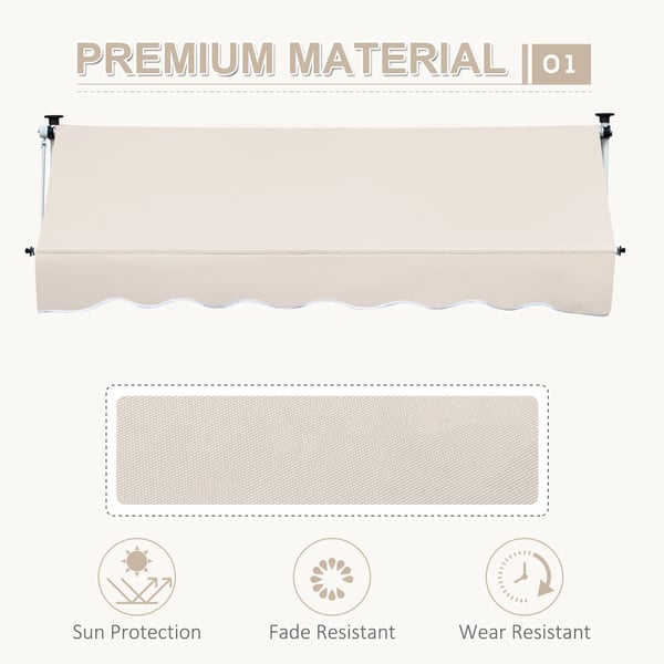 Fristående manuell markis - Infällbar - 300 x 150 cm - Justerbar höjd 170–280 cm - Polybomull - Beige