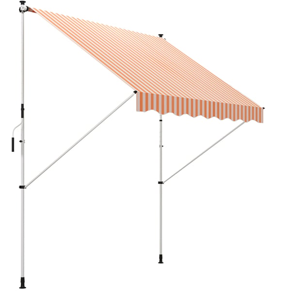 Manuell infällbar markis - Terrassmarkis - 300 x 150 cm - Justerbar höjd 170–280 cm - Polybomull - Orange