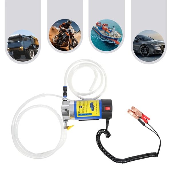 Öljynimupumppu - Öljynvaihtopumppu - 12V - 100W - Virtaus 1–4 l/min - PE/PVC-letku 1,8 m - Kompakti 16×6×7 cm - Sininen
