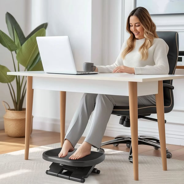 Ergonomiskt fotstöd - Under skrivbord fotstöd - Justerbar höjd och vinkel - För kontorsskrivbord - För kommersiellt bruk - Montering krävs - Grå