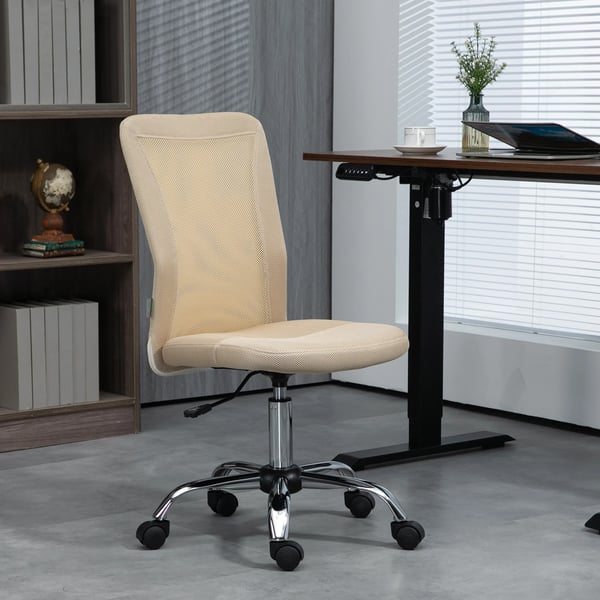 Kontorsstol - Mesh skrivbordsstol - Justerbar Höjd - Nätrygg - Mått 43×56×90–100 cm - Beige