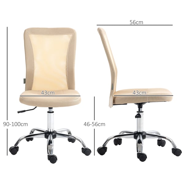 Kontorsstol - Mesh skrivbordsstol - Justerbar Höjd - Nätrygg - Mått 43×56×90–100 cm - Beige