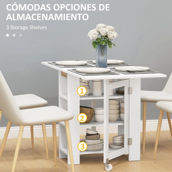 Klaffbord fällbart - Matbord - 120×60×75 cm - Modern Stil - Montering krävs - Vit