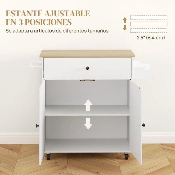 Köksö - Köksvagn - Fällbar klaff - Med hjul - 106×42×87 cm - Svart & ek