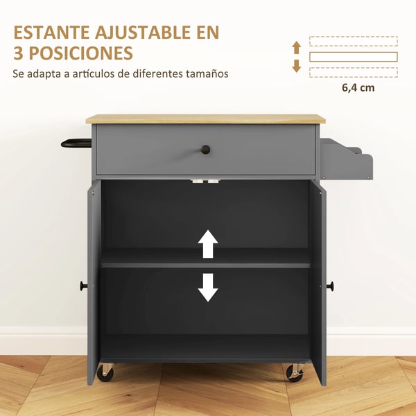 Köksö - Köksvagn - Fällbar klaff - Med hjul - 106×42×87 cm - Svart & ek