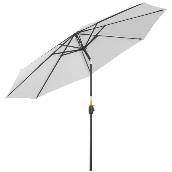 Trädgårdsparasoll - Terrassparasoll - Ø295 x 250 cm - Vev och lutning - Fristående - Vit