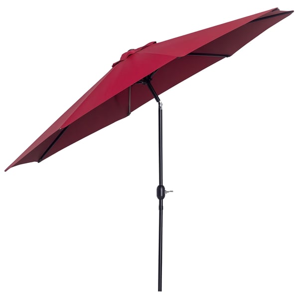 Trädgårdsparasoll - Parasoll med vev - Ø295 cm, 250 cm högt - Tiltbar - Fristående - Röd