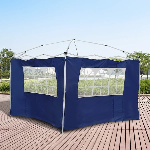 Partytält/paviljong sidoväggar - 2 st fönsterväggar - 2×3 m - Passar 3×3/3×6/3×9 m - Blå