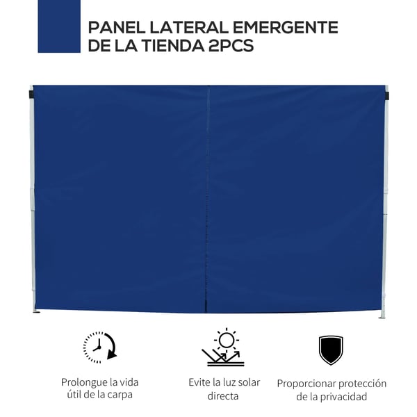 Partytält/paviljong sidoväggar - 2 st fönsterväggar - 2×3 m - Passar 3×3/3×6/3×9 m - Blå