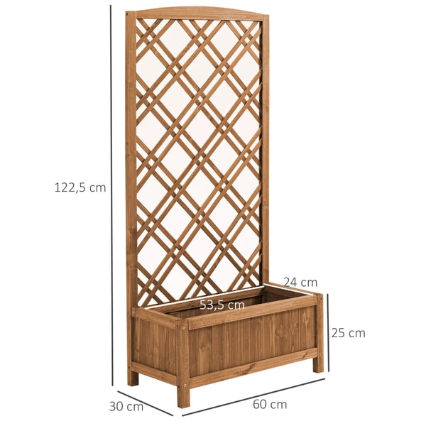 Planteringslåda med spaljé - Blomlåda/Odlingslåda - För klätterväxter - Fristående - 60 x 30 x 122,5 cm