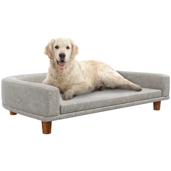 Hundsoffa - Hundbädd - För stora hundar - Tvättbar kudde - Handtvätt - Polyester & MDF - 98 x 67 x 25 cm - Grå