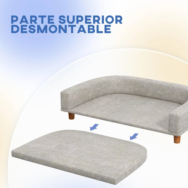 Hundsoffa - Hundbädd - För stora hundar - Tvättbar kudde - Handtvätt - Polyester & MDF - 98 x 67 x 25 cm - Grå