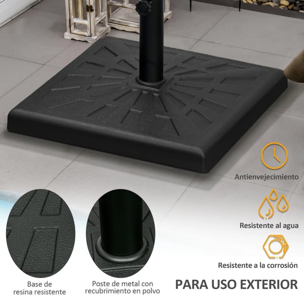 Parasollfot - Parasollbas - PVC - Vikt 19 kg - För Stång Ø32/38/48 mm - Storlek 51x51x32 cm - Svart