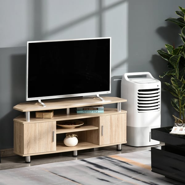 TV-bänk - TV-möbel - För TV upp till 140 cm - Med 2 dörrar och förvaring - Mått 120×39,5×52 cm - Modern stil