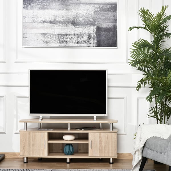 TV-bänk - TV-möbel - För TV upp till 140 cm - Med 2 dörrar och förvaring - Mått 120×39,5×52 cm - Modern stil