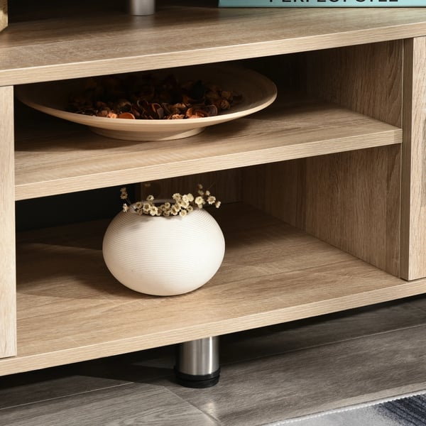 TV-bänk - TV-möbel - För TV upp till 140 cm - Med 2 dörrar och förvaring - Mått 120×39,5×52 cm - Modern stil