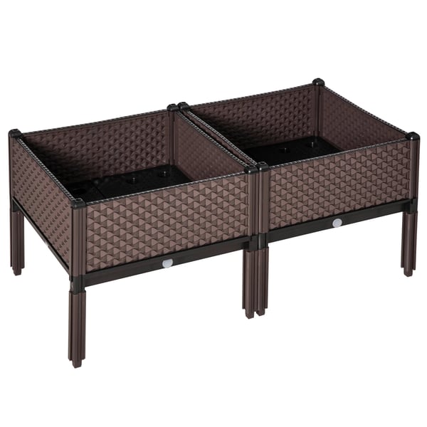 Planteringslådor för utomhus - Upphöjda - 2-pack - 50×50×46,5 cm - Brun