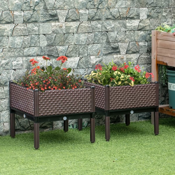 Planteringslådor för utomhus - Upphöjda - 2-pack - 50×50×46,5 cm - Brun