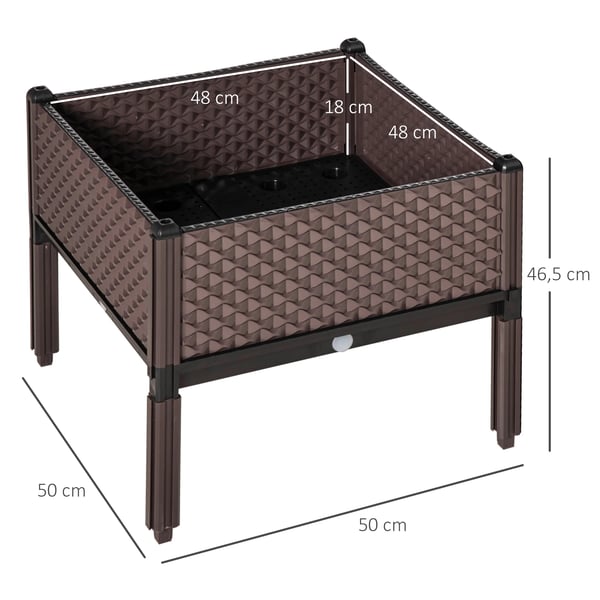Planteringslådor för utomhus - Upphöjda - 2-pack - 50×50×46,5 cm - Brun