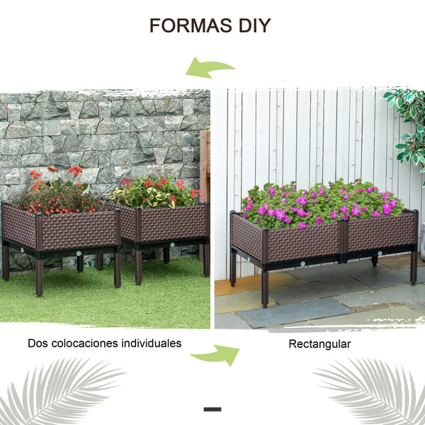 Planteringslådor för utomhus - Upphöjda - 2-pack - 50×50×46,5 cm - Brun
