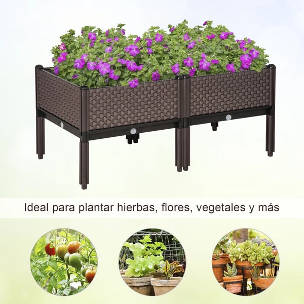 Planteringslådor för utomhus - Upphöjda - 2-pack - 50×50×46,5 cm - Brun