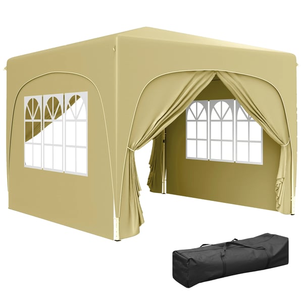 Pop-up paviljong - Fällbart tält - 3 x 3 m - UPF 50+ UV-skydd - Oxford-tyg - Gul